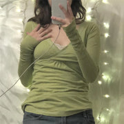 V Neck Long Sleeve T Shirt