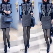 2024 Elegant Spring Autumn Punk Fashion Rivet Matching Sets Women's Tassel Zipper Stand Collar Long Sleeve Sexy Slim Dress Sets