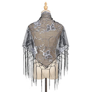 Elegant Sequins Triangle Scarf Fashion Lace Tassel Shawls GlitterLady Cape Wraps Pure Color Wedding Party Evening Dresses Shawls