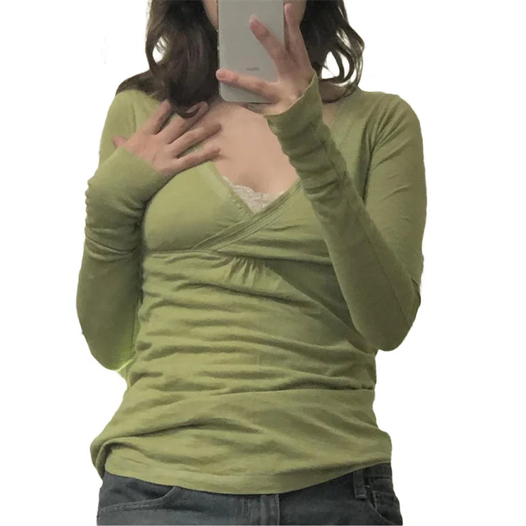 V Neck Long Sleeve T Shirt