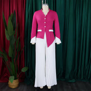 Women's Set Full Flare Sleeve Button Blazer Shirt