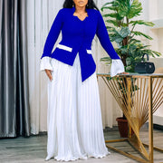 Women's Set Full Flare Sleeve Button Blazer Shirt