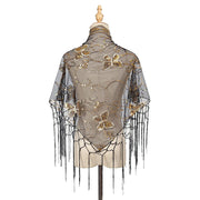 Elegant Sequins Triangle Scarf Fashion Lace Tassel Shawls GlitterLady Cape Wraps Pure Color Wedding Party Evening Dresses Shawls