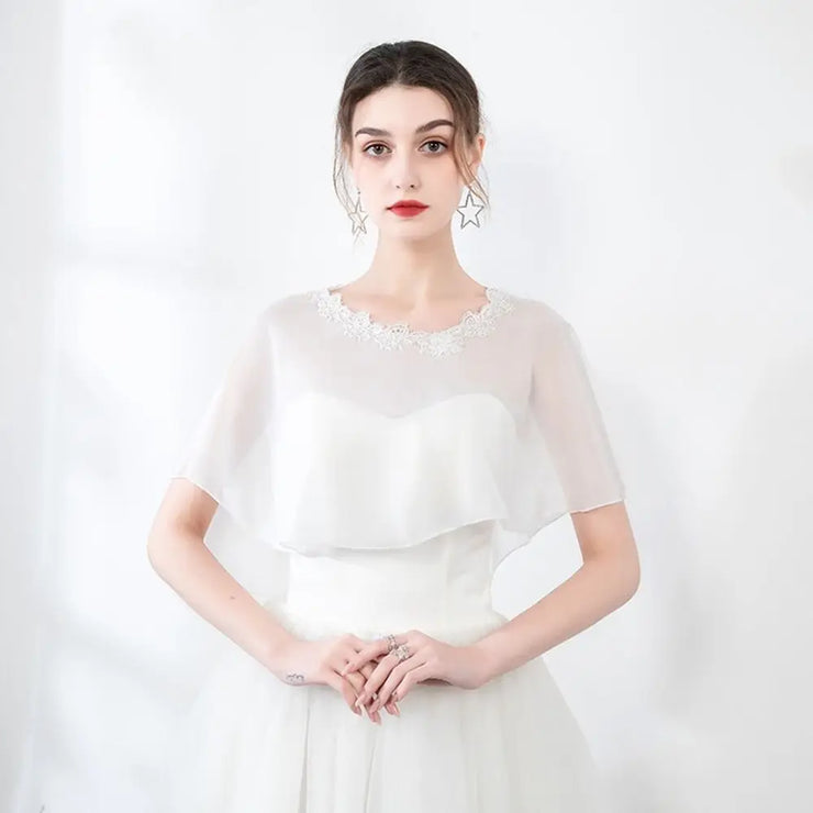 Fashion Chiffon Bridesmaid Shawl Mesh Solid Color Veil Shawl Cover Up Dress Accessory Thin Shawl Wedding