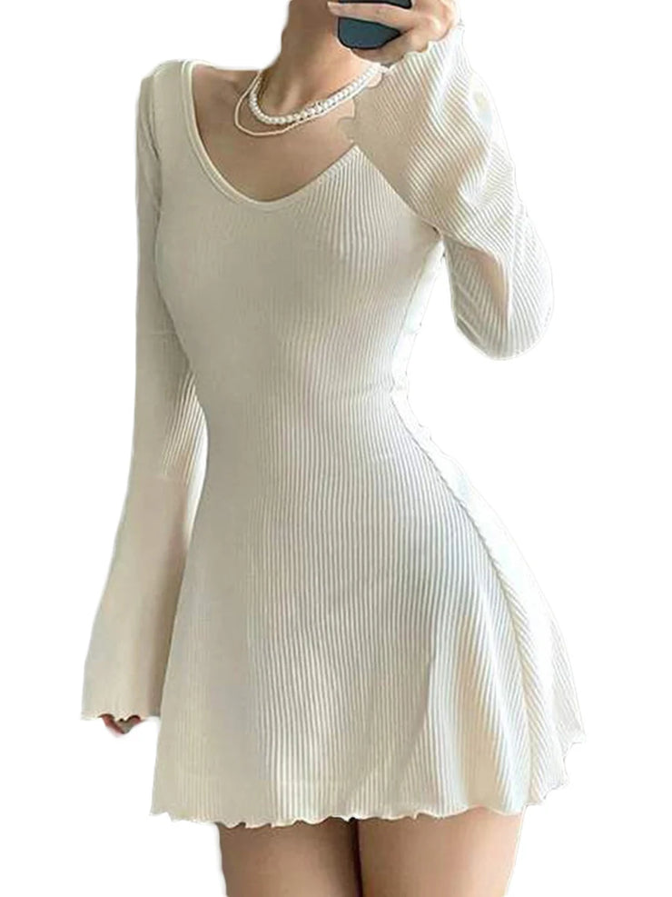 Women Sexy Black Solid Color A-Line Short Dress