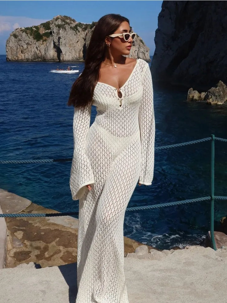 Women's Sexy t Cover-Up Sun Protection Dress See Through Slim Lady