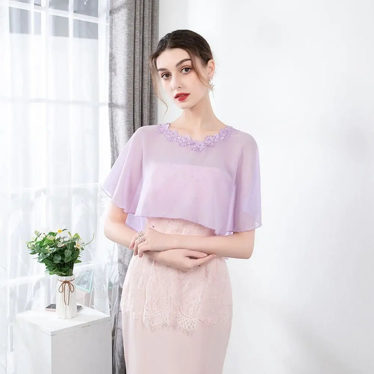 Fashion Chiffon Bridesmaid Shawl Mesh Solid Color Veil Shawl Cover Up Dress Accessory Thin Shawl Wedding