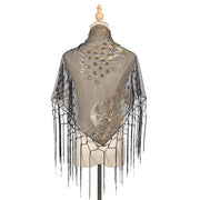 Elegant Sequins Triangle Scarf Fashion Lace Tassel Shawls GlitterLady Cape Wraps Pure Color Wedding Party Evening Dresses Shawls