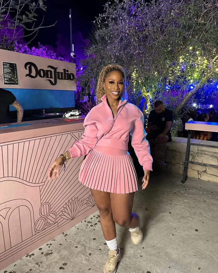 Fashion Sport Women's Set Pleated Mini Skirt and Long Sleeve Sweatshirt Top 2024 Street Two 2 Piece Dress Sets Outfits