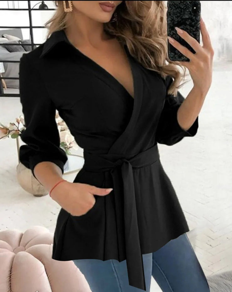 Women New Sexy V-neck Slim Blouses