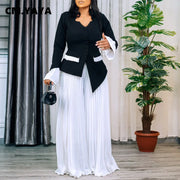 Women's Set Full Flare Sleeve Button Blazer Shirt