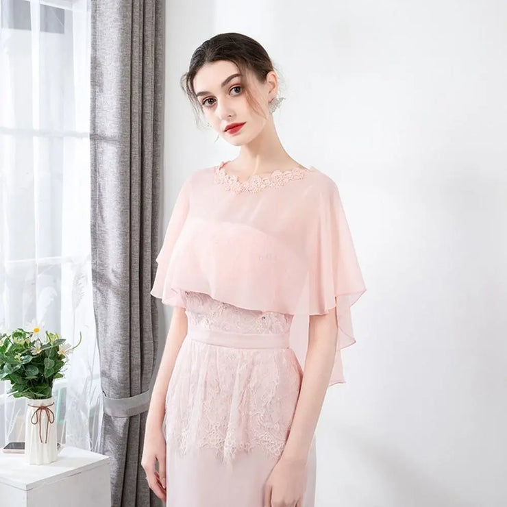 Fashion Chiffon Bridesmaid Shawl Mesh Solid Color Veil Shawl Cover Up Dress Accessory Thin Shawl Wedding