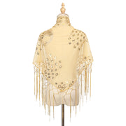 Elegant Sequins Triangle Scarf Fashion Lace Tassel Shawls GlitterLady Cape Wraps Pure Color Wedding Party Evening Dresses Shawls