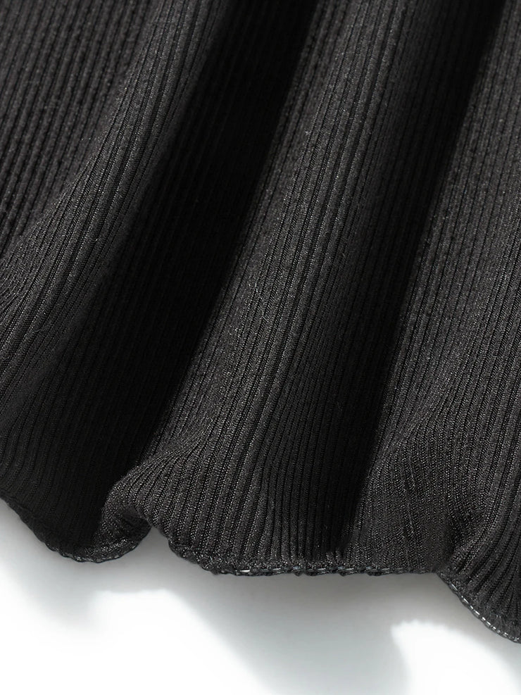 Women Sexy Black Solid Color A-Line Short Dress