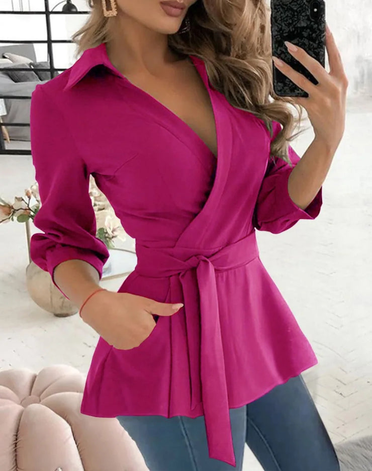 Women New Sexy V-neck Slim Blouses