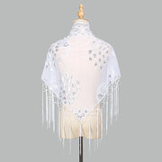 Elegant Sequins Triangle Scarf Fashion Lace Tassel Shawls GlitterLady Cape Wraps Pure Color Wedding Party Evening Dresses Shawls