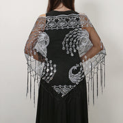 Elegant Sequins Triangle Scarf Fashion Lace Tassel Shawls GlitterLady Cape Wraps Pure Color Wedding Party Evening Dresses Shawls