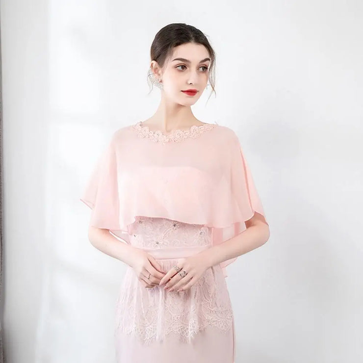 Fashion Chiffon Bridesmaid Shawl Mesh Solid Color Veil Shawl Cover Up Dress Accessory Thin Shawl Wedding