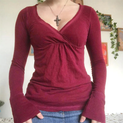 V Neck Long Sleeve T Shirt